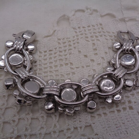 Vintage JULIANA D&E AB Headlight & Gray Rhinestone BRACELET 5 Link - Picture 4 of 5